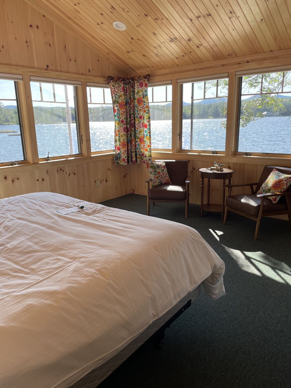 Panoramic views of Kezar Lake from Maestro, a 2 bedroom and 2 bath cabin.